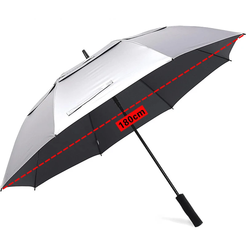 Golf Umbrella Large - Bardzo duża Parasol srebro tytan dwuwarstwowy
